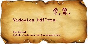 Vidovics Márta névjegykártya